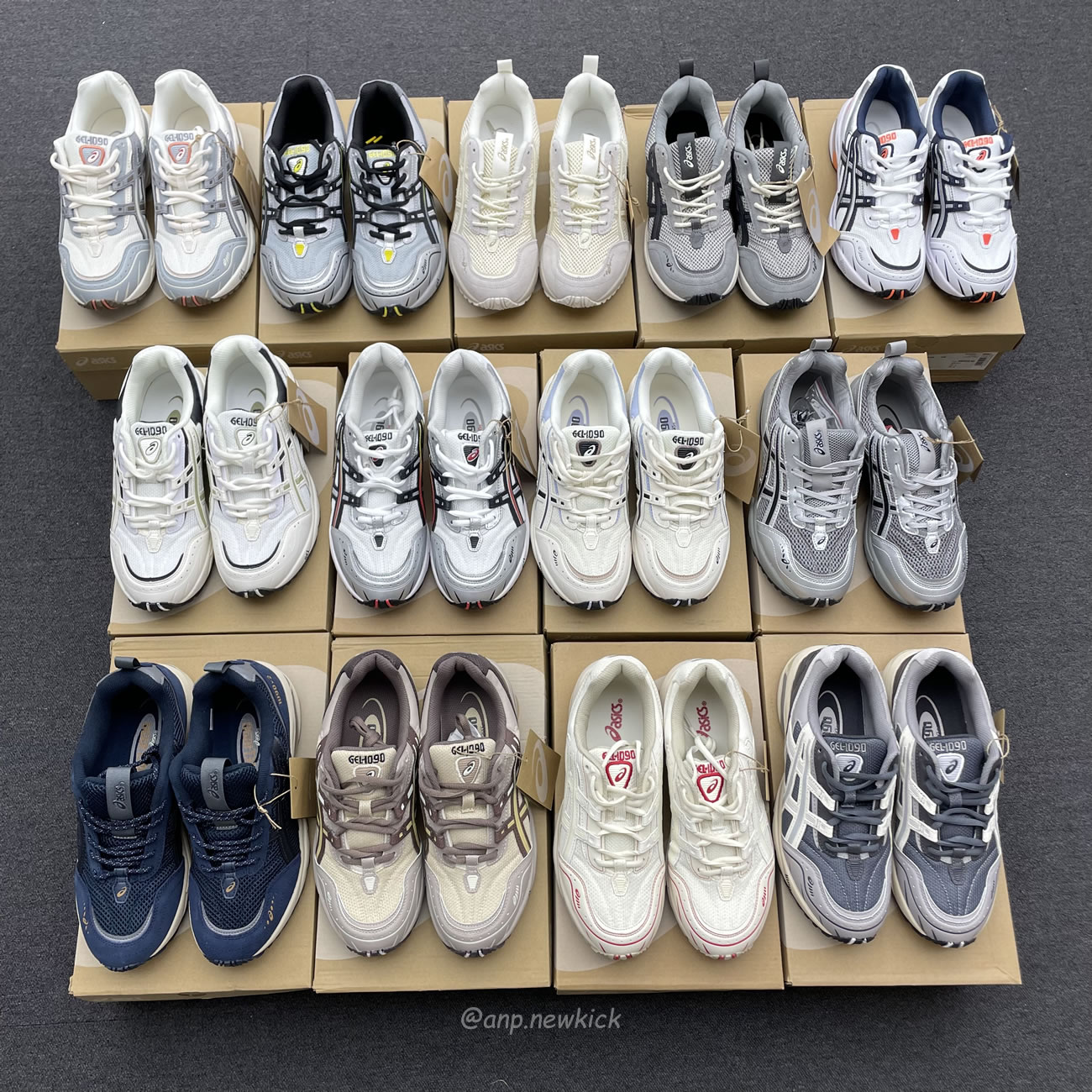 Asics Gel 1090 Grey Beige Birch French Blue White Sage Silver Cream Brown Silver Cream Gray Blue (34) - www.kitistry.com
