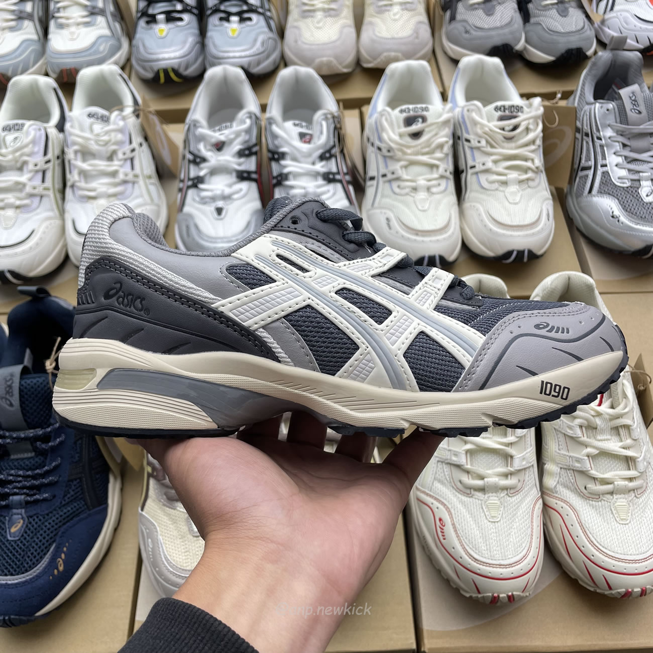 Asics Gel 1090 Grey Beige Birch French Blue White Sage Silver Cream Brown Silver Cream Gray Blue (6) - www.kitistry.com