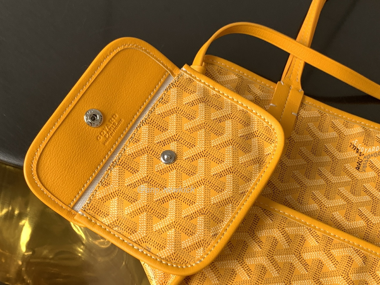 Goyard Anjou Mini Tote Bag Blacknatural Black Grey Navy White Green Yellow (19) - www.kitistry.com