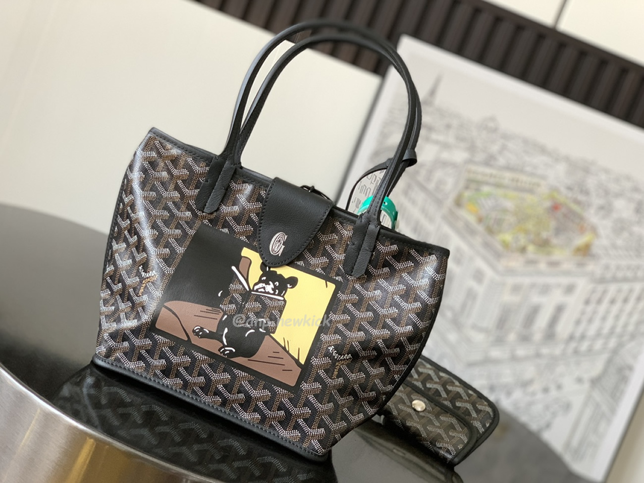 Goyard Anjou Mini Tote Bag Blacknatural Black Grey Navy White Green Yellow (2) - www.kitistry.com