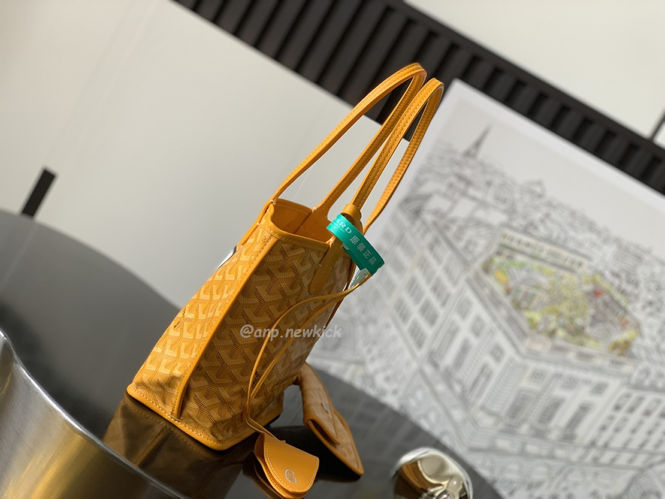 Goyard Anjou Mini Tote Bag Blacknatural Black Grey Navy White Green Yellow (22) - www.kitistry.com