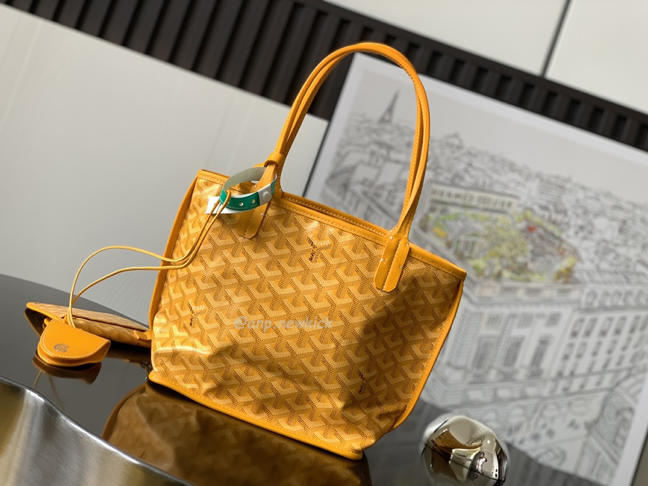 Goyard Anjou Mini Tote Bag Blacknatural Black Grey Navy White Green Yellow (24) - www.kitistry.com