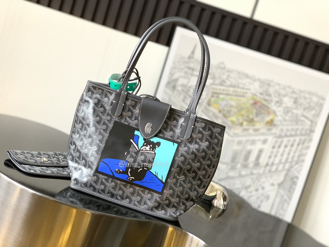 Goyard Anjou Mini Tote Bag Blacknatural Black Grey Navy White Green Yellow (3) - www.kitistry.com