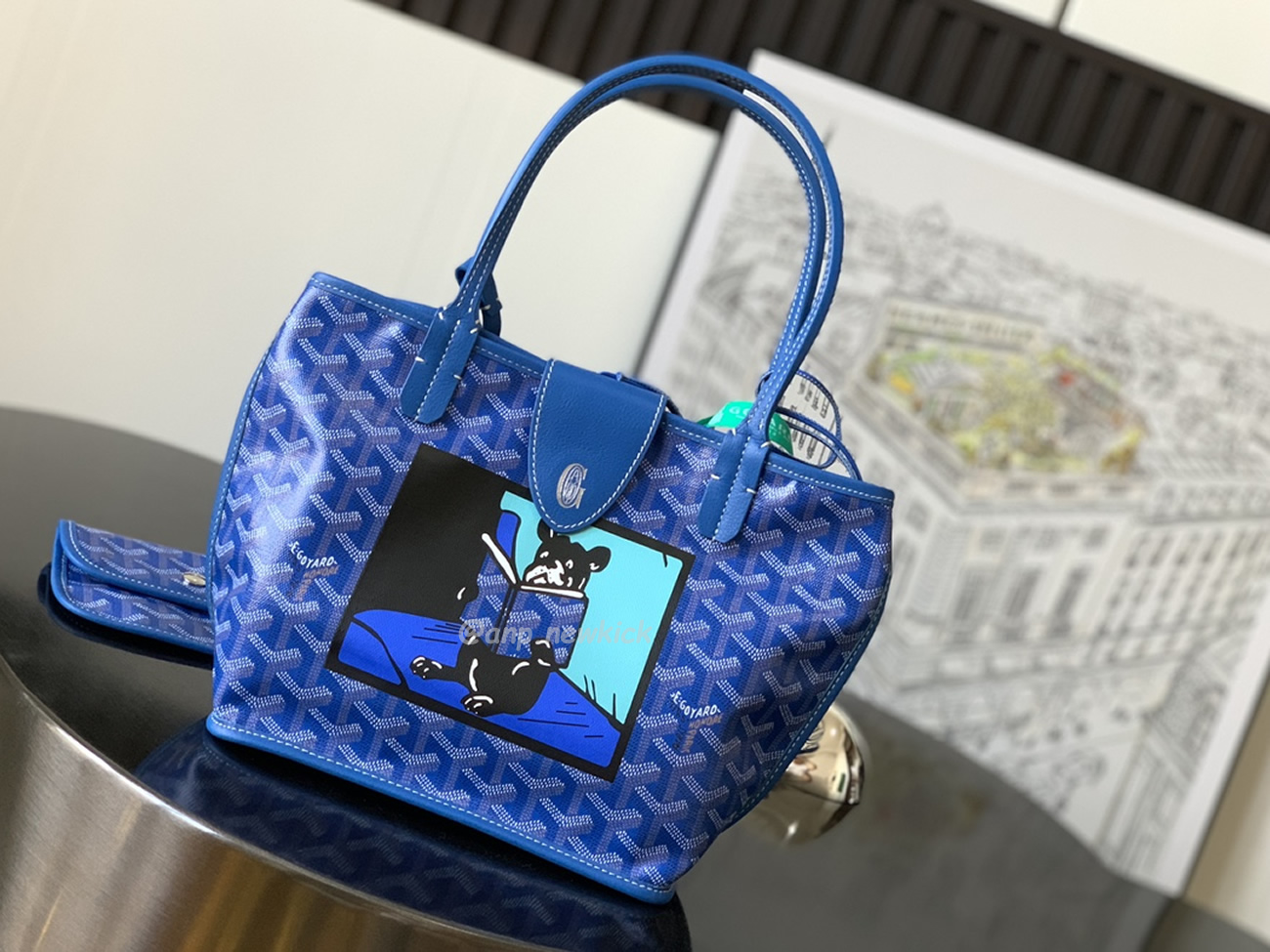 Goyard Anjou Mini Tote Bag Blacknatural Black Grey Navy White Green Yellow (4) - www.kitistry.com
