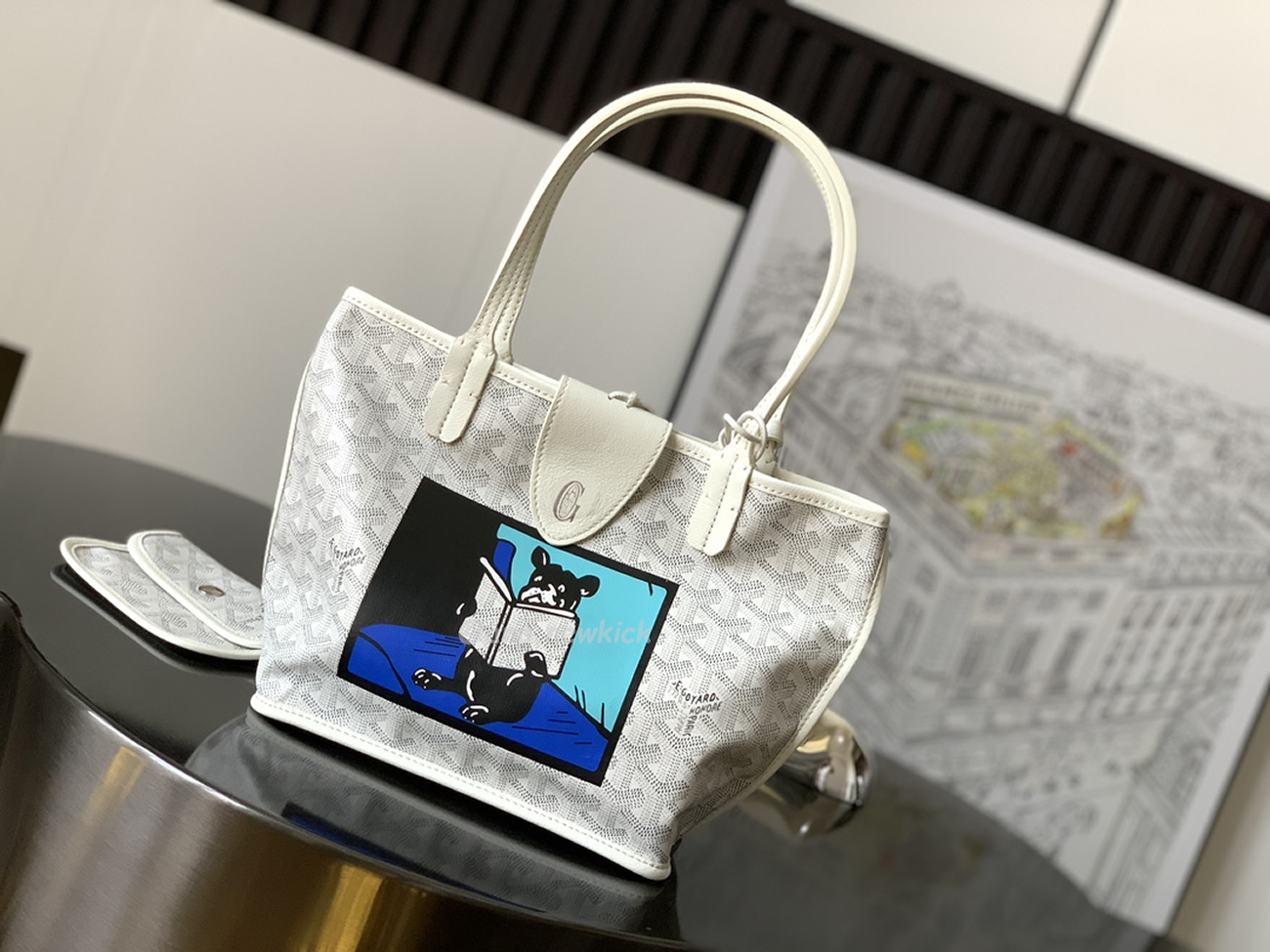Goyard Anjou Mini Tote Bag Blacknatural Black Grey Navy White Green Yellow (5) - www.kitistry.com
