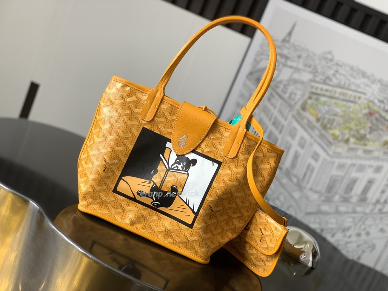 Goyard Anjou Mini Tote Bag Blacknatural Black Grey Navy White Green Yellow (8) - www.kitistry.com