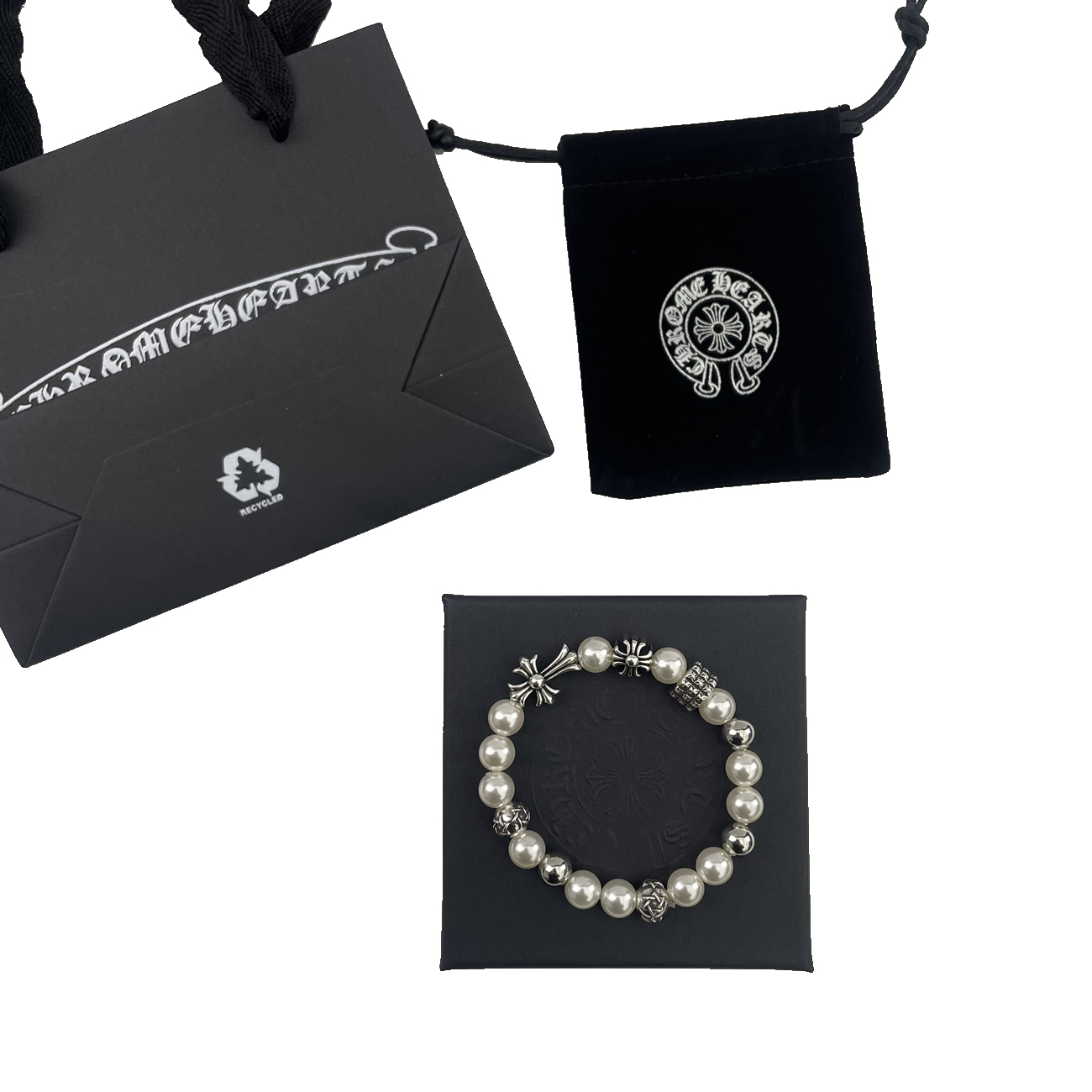 Chrome Hearts Pearl Silver Cross Flower Letter Ball Bracelet (1) - www.kitistry.com Chrome Hearts Pearl Silver Cross Flower Letter Ball Bracelet (1) - www.kitistry.com