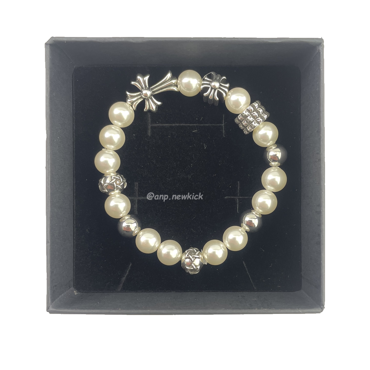 Chrome Hearts Pearl Silver Cross Flower Letter Ball Bracelet (2) - www.kitistry.com Chrome Hearts Pearl Silver Cross Flower Letter Ball Bracelet (2) - www.kitistry.com