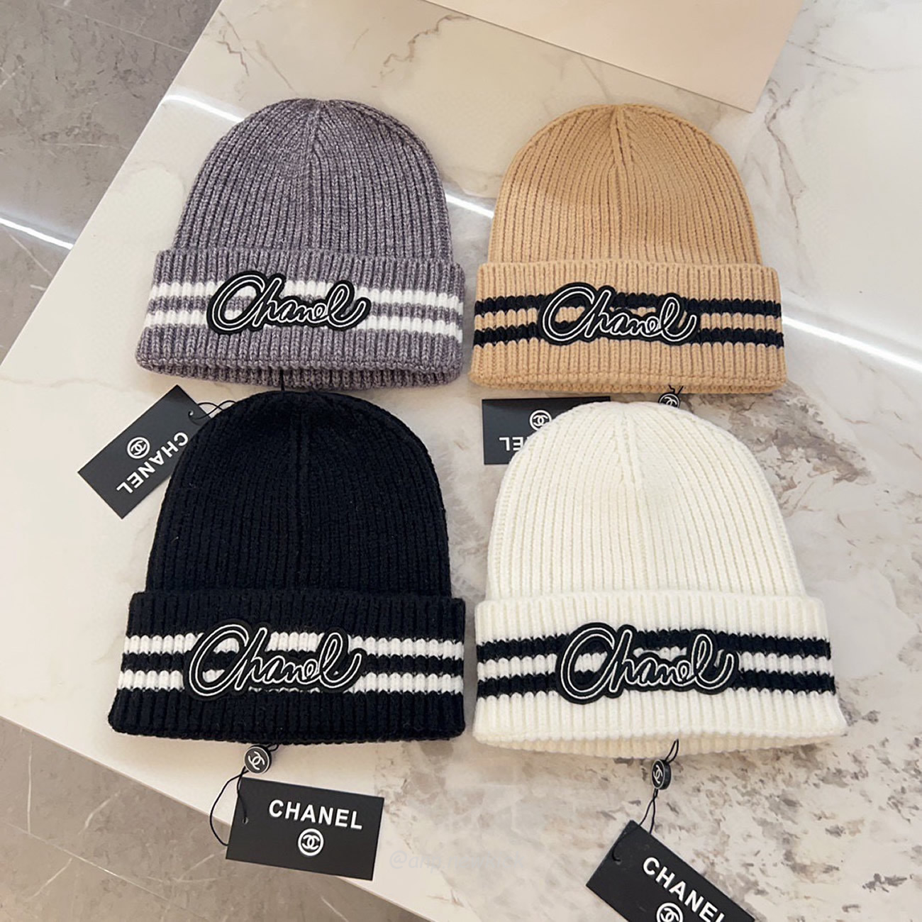 Chanel Knitted Cold Hat White Black Gray Brown (6) - www.kitistry.com Chanel Knitted Cold Hat White Black Gray Brown (6) - www.kitistry.com