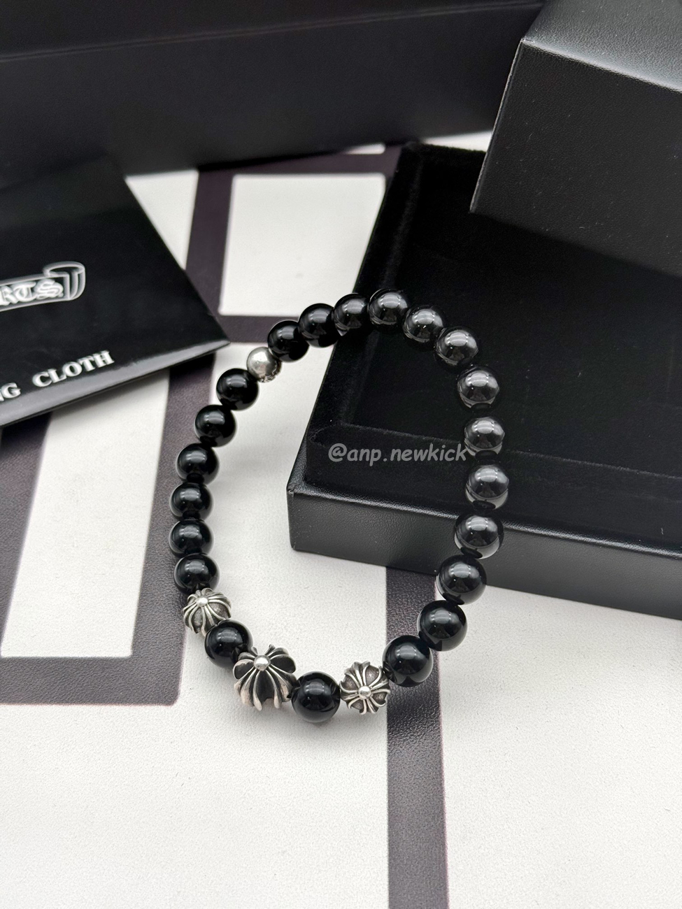 Chrome Hearts Obsidian Cross Flower Silver Ball Bracelet (3) - www.kitistry.com Chrome Hearts Obsidian Cross Flower Silver Ball Bracelet (3) - www.kitistry.com