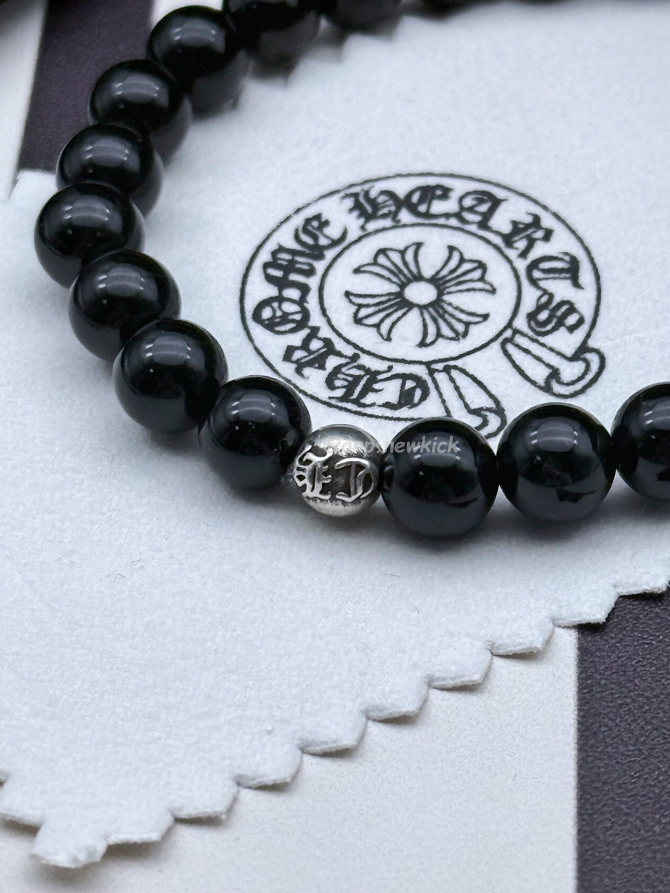 Chrome Hearts Obsidian Cross Flower Silver Ball Bracelet (6) - www.kitistry.com Chrome Hearts Obsidian Cross Flower Silver Ball Bracelet (6) - www.kitistry.com