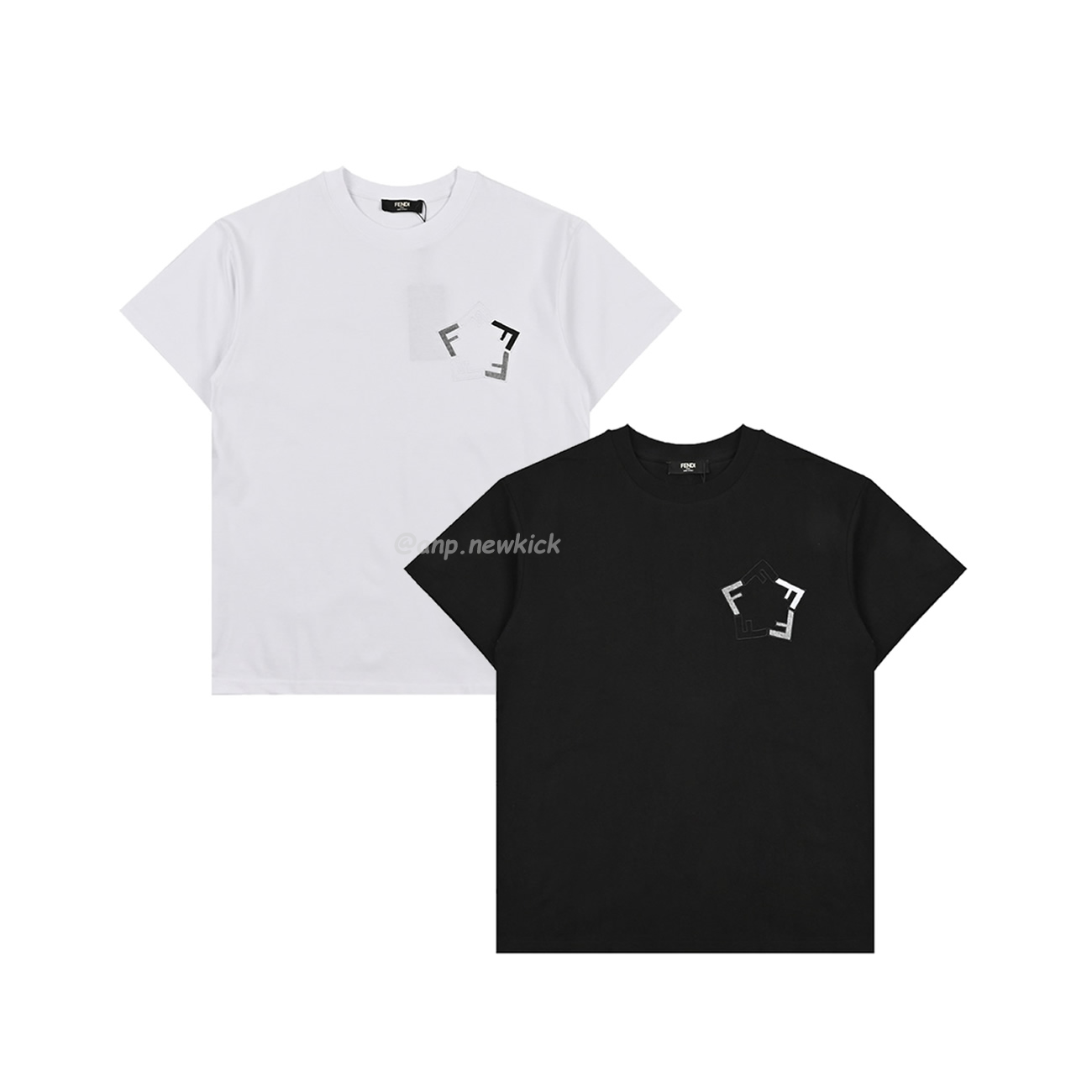 Fendi Pentagonal F Embroidered Flocked Round Neck Short Sleeved T Shirt (1) - www.kitistry.com Fendi Pentagonal F Embroidered Flocked Round Neck Short Sleeved T Shirt (1) - www.kitistry.com