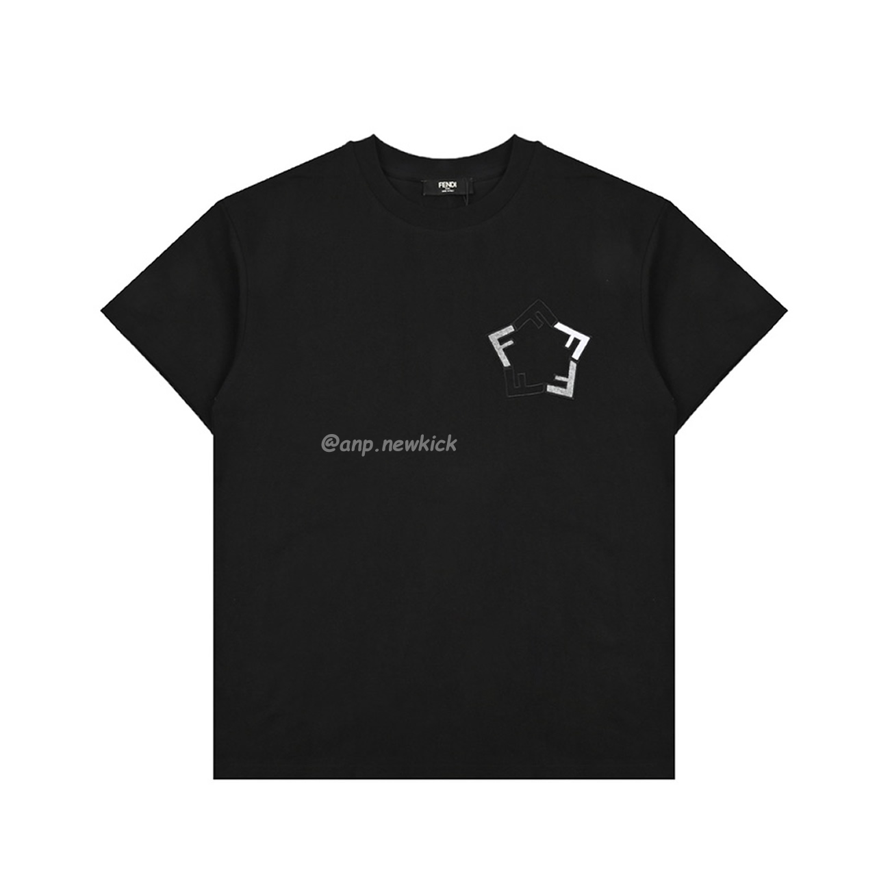 Fendi Pentagonal F Embroidered Flocked Round Neck Short Sleeved T Shirt (2) - www.kitistry.com Fendi Pentagonal F Embroidered Flocked Round Neck Short Sleeved T Shirt (2) - www.kitistry.com