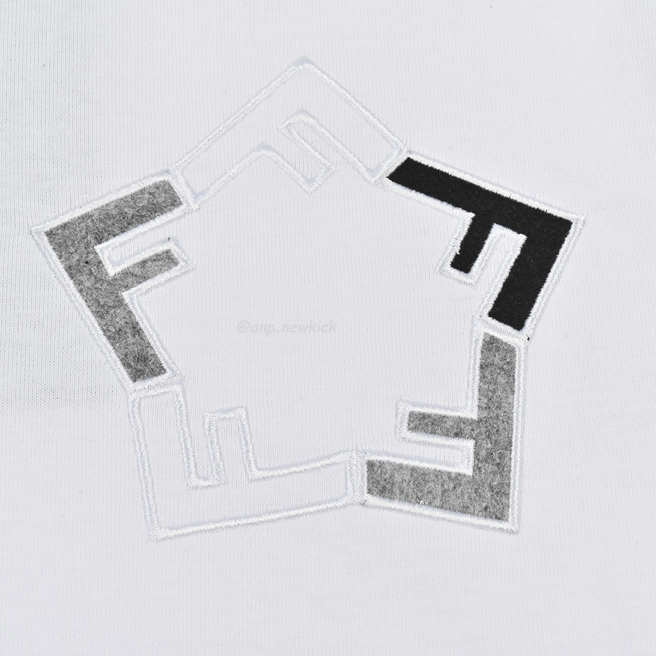 Fendi Pentagonal F Embroidered Flocked Round Neck Short Sleeved T Shirt (8) - www.kitistry.com Fendi Pentagonal F Embroidered Flocked Round Neck Short Sleeved T Shirt (8) - www.kitistry.com