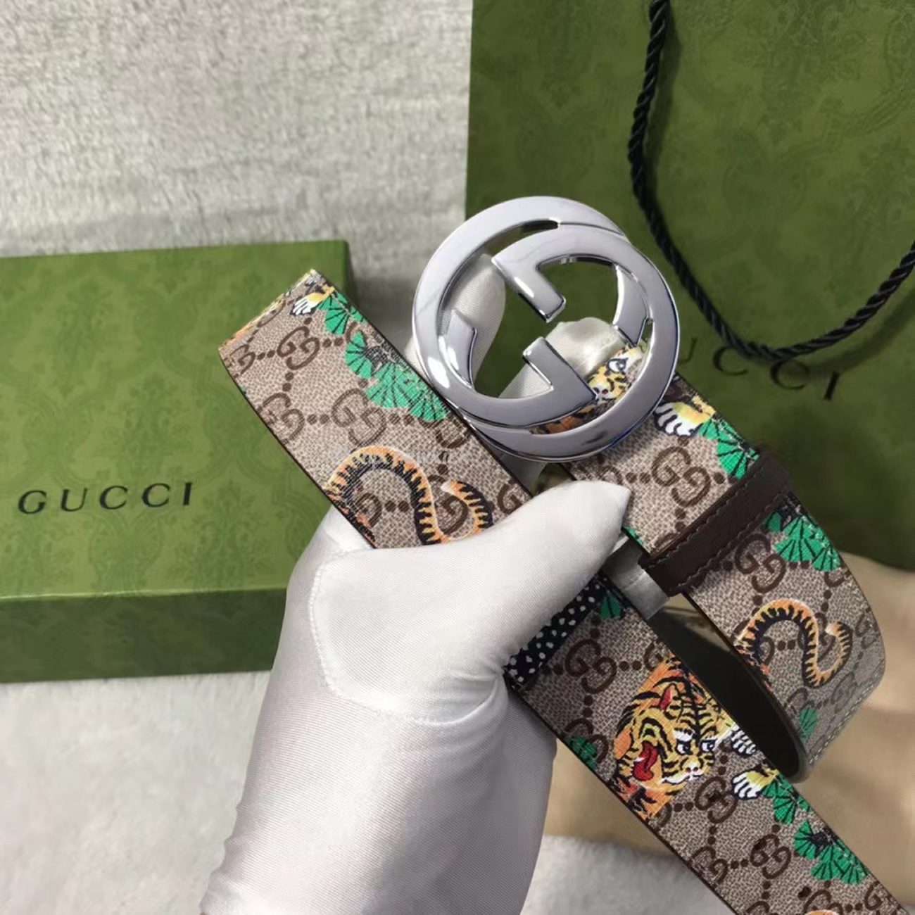 Gucci Interlocking G Belt Supreme Gg Bengal Beige Brown Multicolor (2) - www.kitistry.com