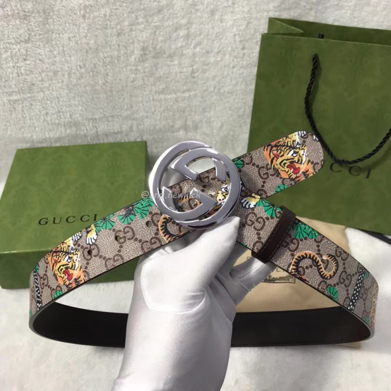 Gucci Interlocking G Belt Supreme Gg Bengal Beige Brown Multicolor (4) - www.kitistry.com