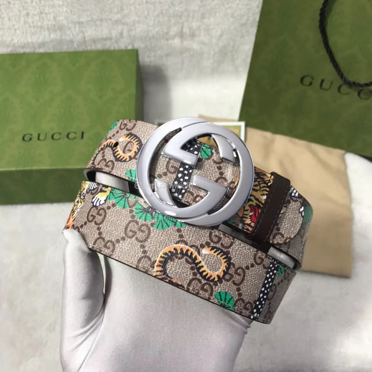 Gucci Interlocking G Belt Supreme Gg Bengal Beige Brown Multicolor (8) - www.kitistry.com