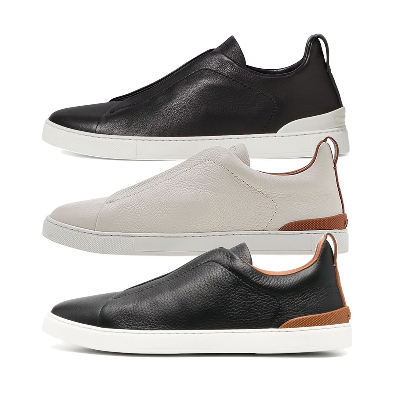 Zegna Deerskin Triple Stitch Off White Brown Black Lhota 25207z Ner (1) - www.kitistry.com
