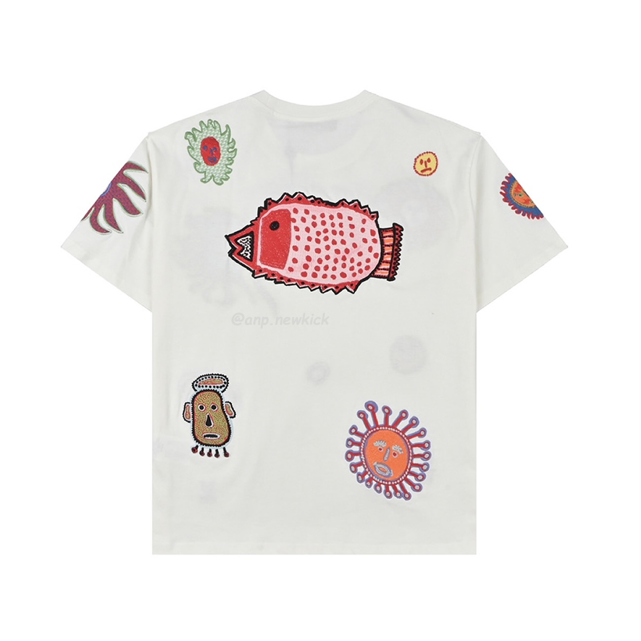 Louis Vuitton Sun Fish Barb Embroidered Couple Short Sleeved T Shirt (3) - www.kitistry.com