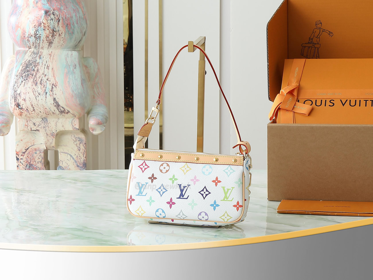Louis Vuitton X Takashi Murakami Pochette Accessoires White Multicolored M13404 (9) - www.kitistry.com Louis Vuitton X Takashi Murakami Pochette Accessoires White Multicolored M13404 (9) - www.kitistry.com