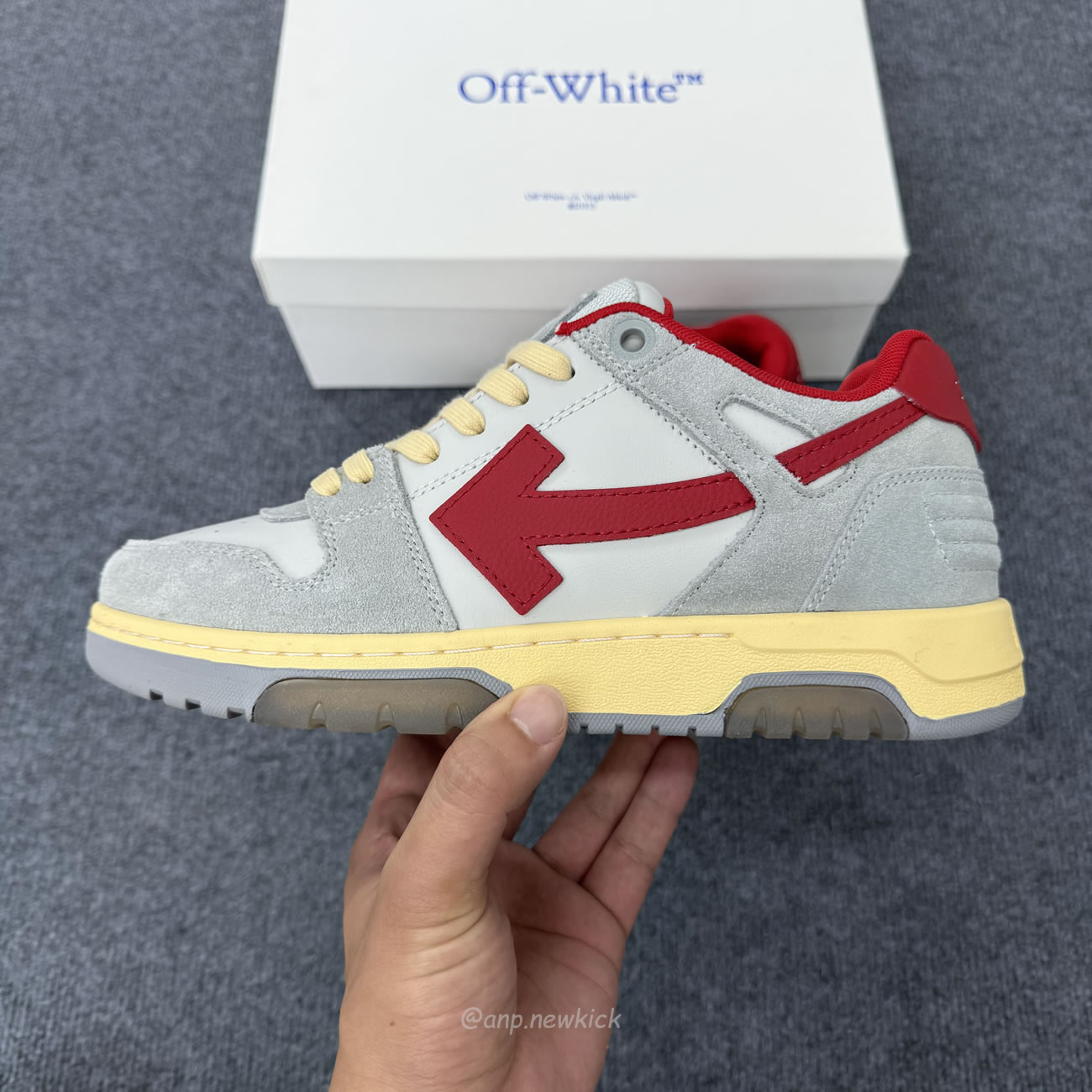 Off White Out Of Office Ooo Low Tops Light Grey Red Omia189s24lea0110525 (10) - www.kitistry.com