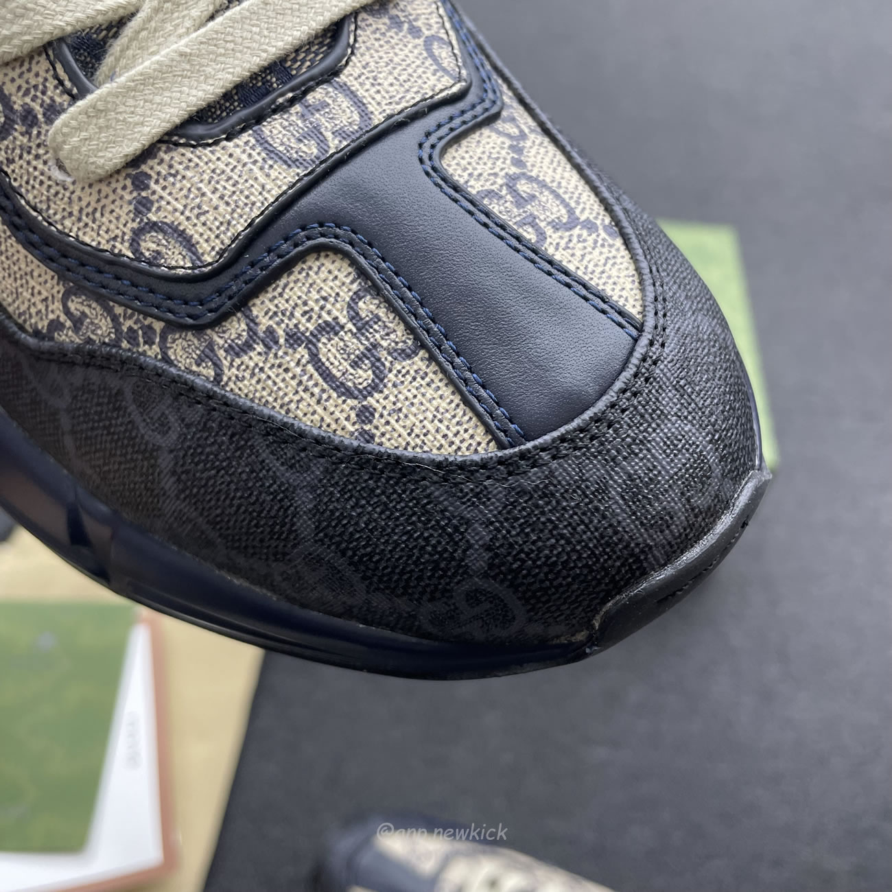 Gucci Blue Rhyton Gg Print Leather And Canvas Sneakers (2) - www.kitistry.com Gucci Blue Rhyton Gg Print Leather And Canvas Sneakers (2) - www.kitistry.com