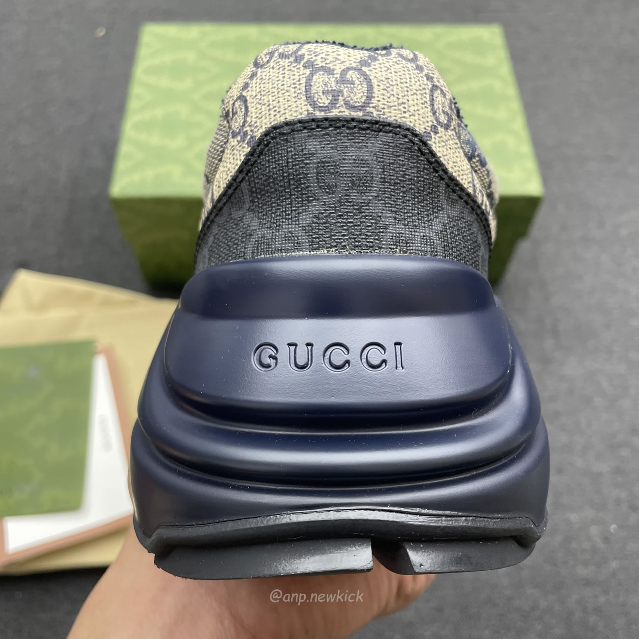 Gucci Blue Rhyton Gg Print Leather And Canvas Sneakers (3) - www.kitistry.com Gucci Blue Rhyton Gg Print Leather And Canvas Sneakers (3) - www.kitistry.com