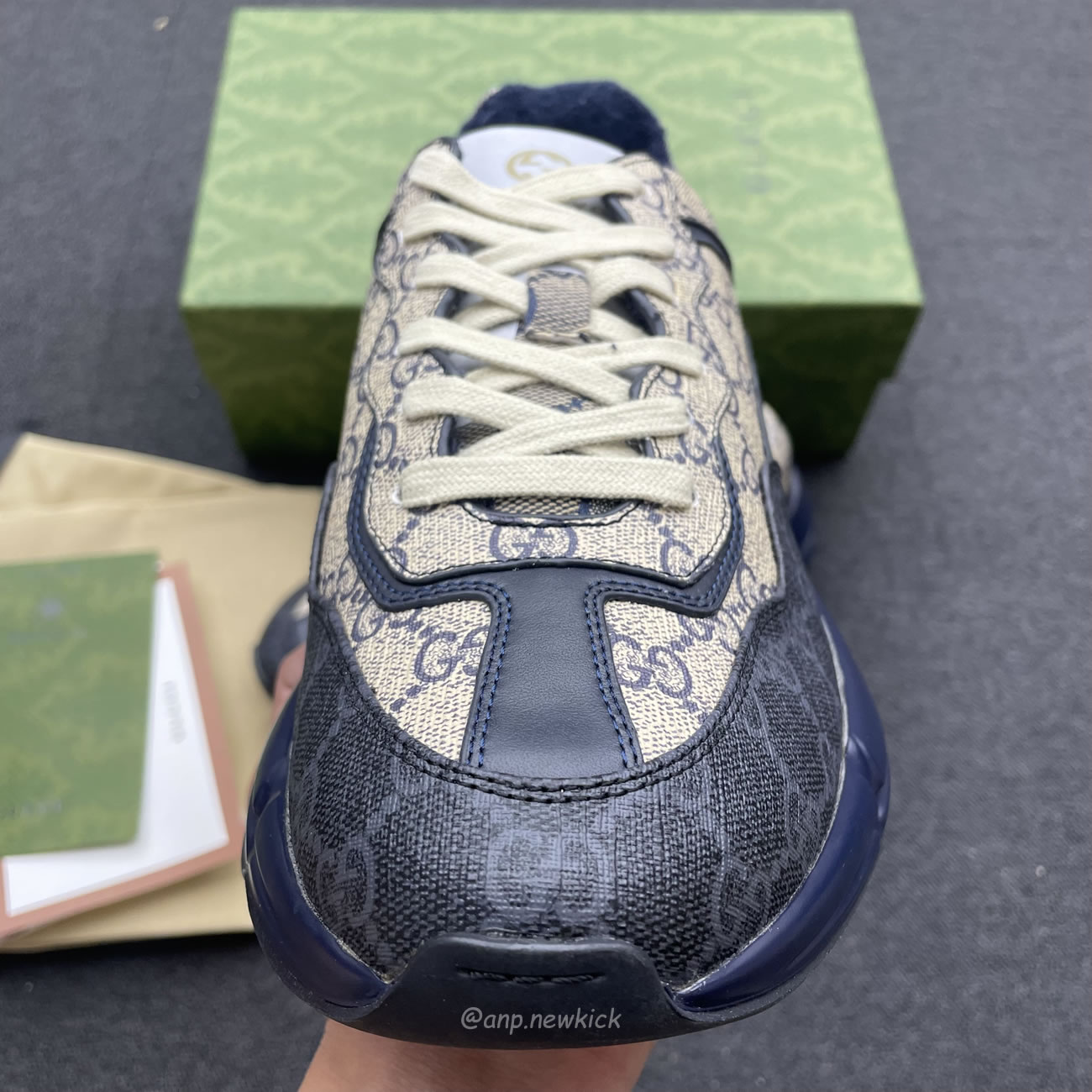 Gucci Blue Rhyton Gg Print Leather And Canvas Sneakers (7) - www.kitistry.com Gucci Blue Rhyton Gg Print Leather And Canvas Sneakers (7) - www.kitistry.com