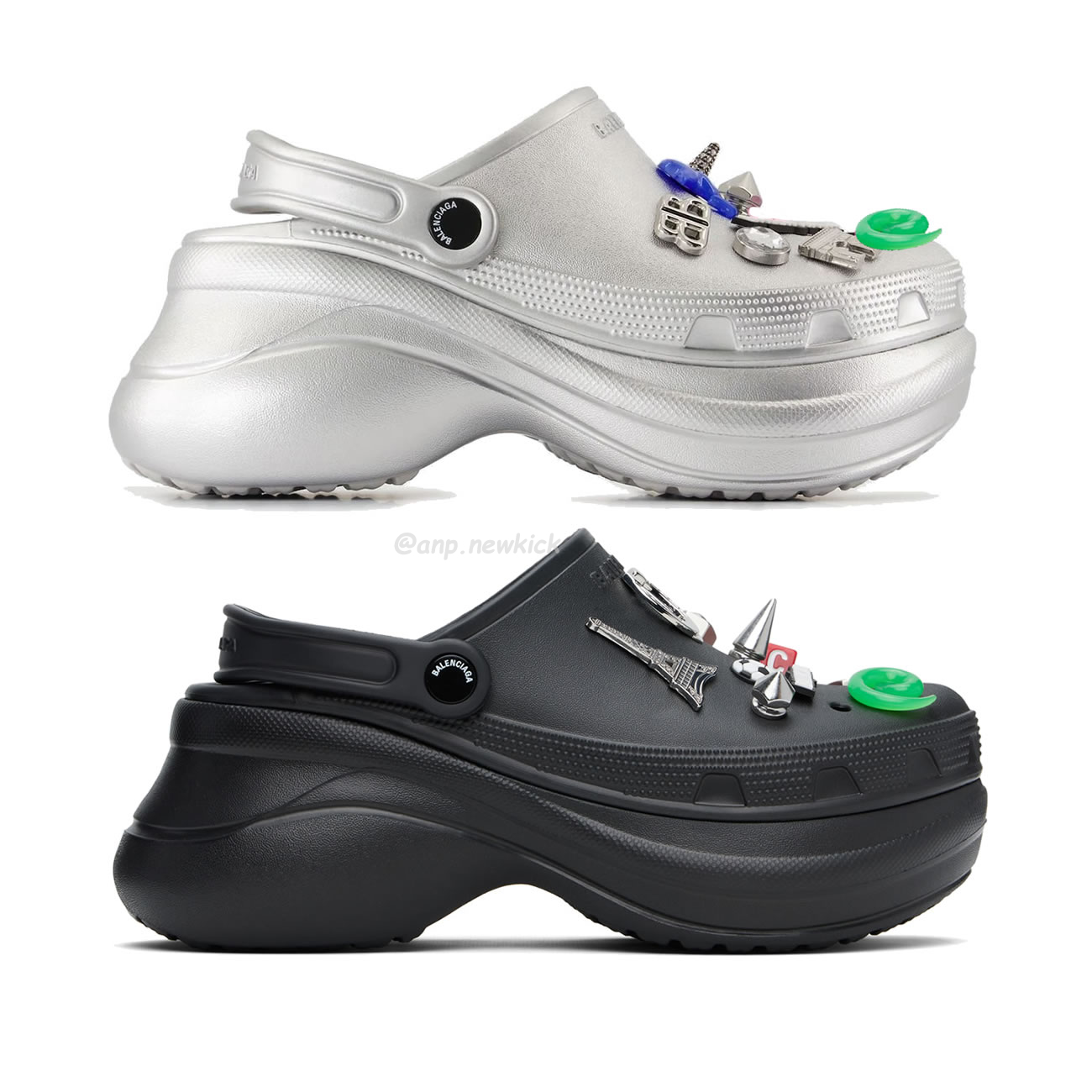 Balenciaga x Crocs Mule Black Silvery Multicolor Jibbitz (Women's) 720762 W0FOW 1000