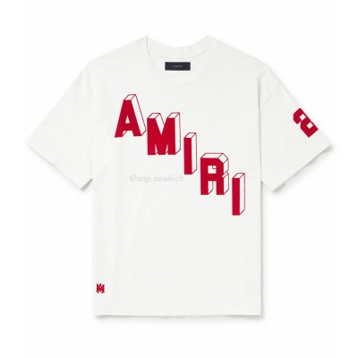 AMIRI Logo Flocked Felt Trimmed Cotton Jersey White T-Shirt