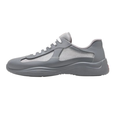 Prada Logo-lacing Low-cut Gray Steel Sneakers