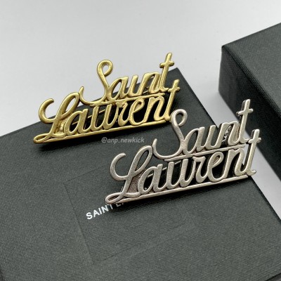 Saint Laurent Paris Saint laurent Logo Brooch