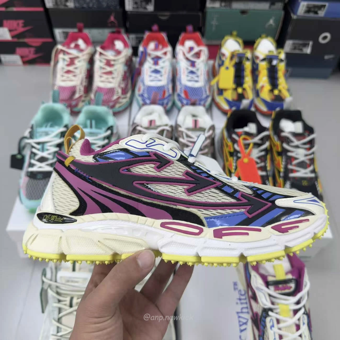 Off-White Be Right Back fishnet sneakers