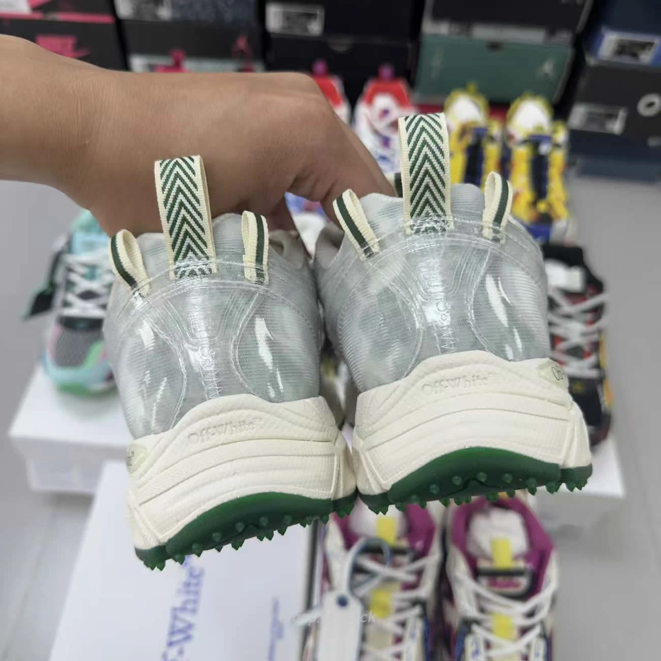Off-White Be Right Back fishnet sneakers