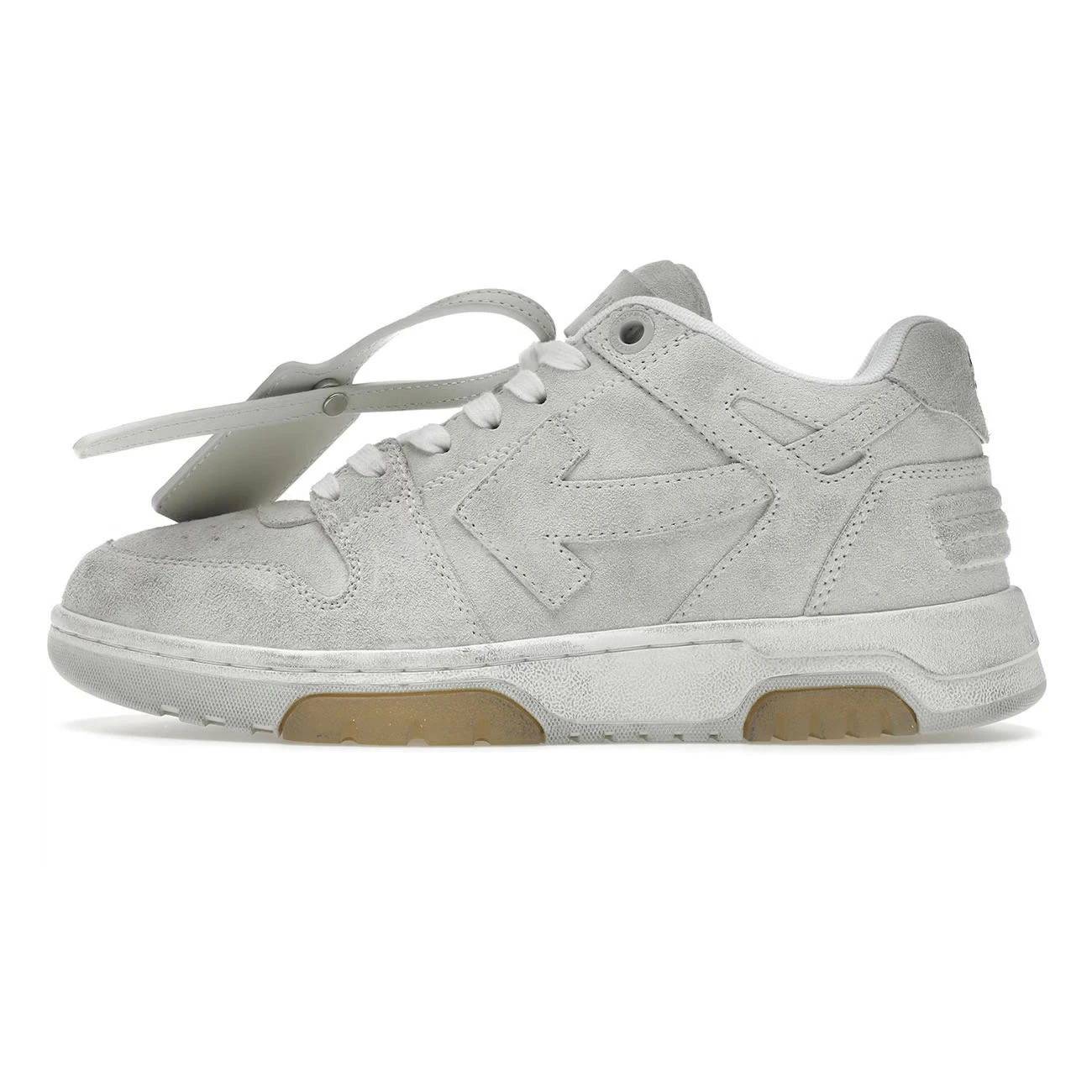 OFF-WHITE Out Of Office OOO Low Tops Vintage Suede Destressed White OMIA189F22LEA0120101