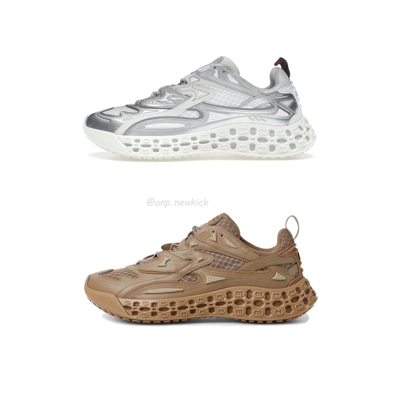Gucci Cub3d Sneaker Light Grey White Brown Demetra 819709 FAEBE 2847