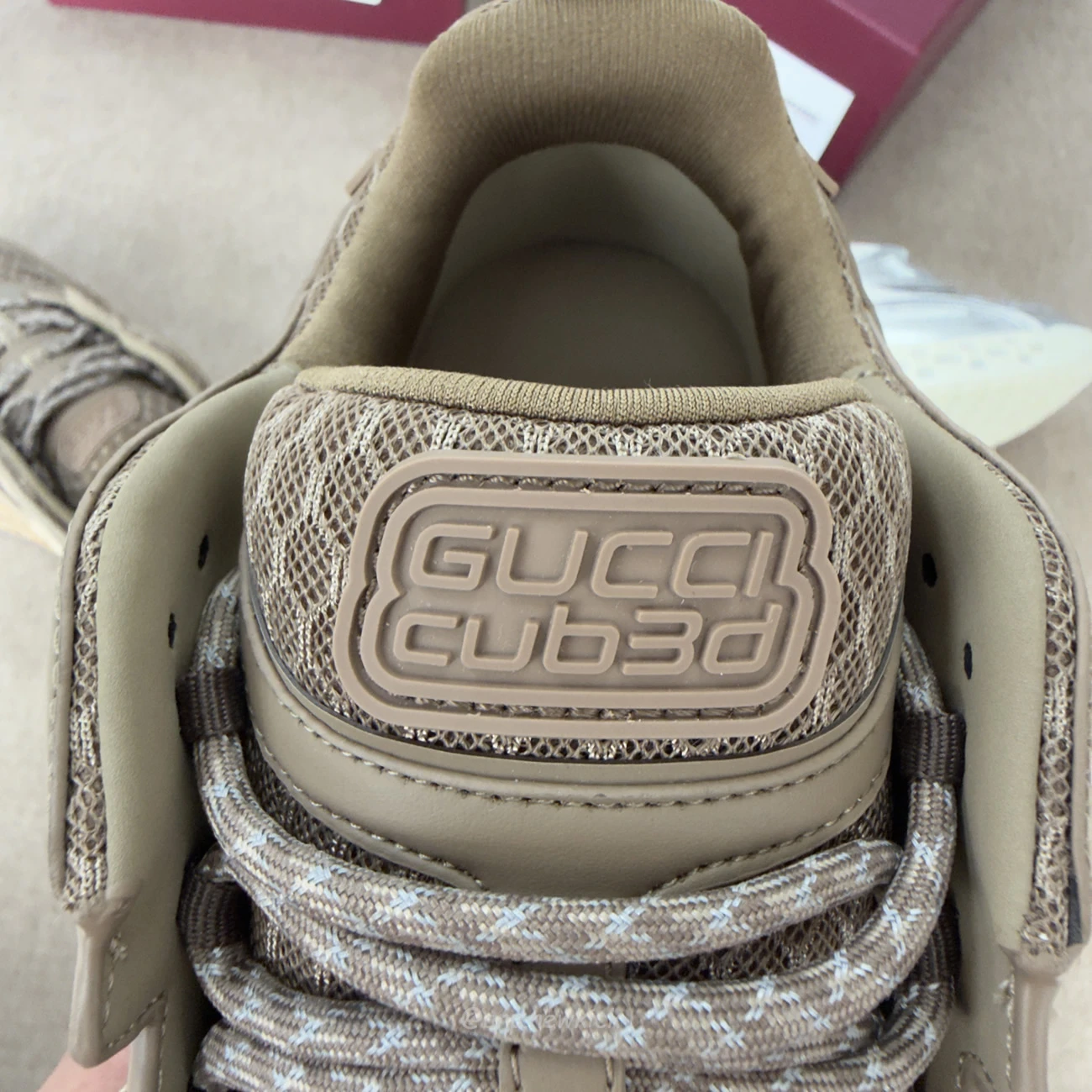 Gucci Cub3d Sneaker Light Grey White Brown Demetra 819709 FAEBE 2847