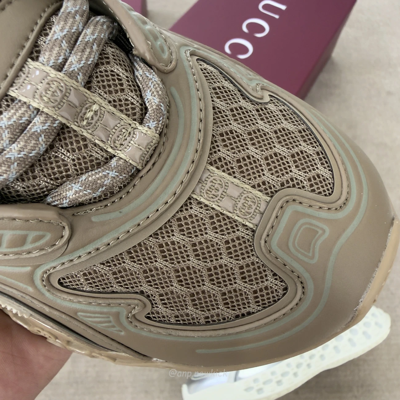 Gucci Cub3d Sneaker Light Grey White Brown Demetra 819709 FAEBE 2847
