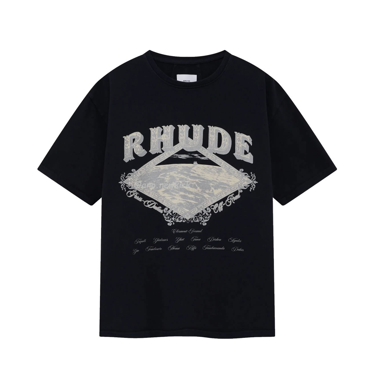Rhude Dakar Convoy Logo Print Black T Shirt (1) - www.kitistry.com