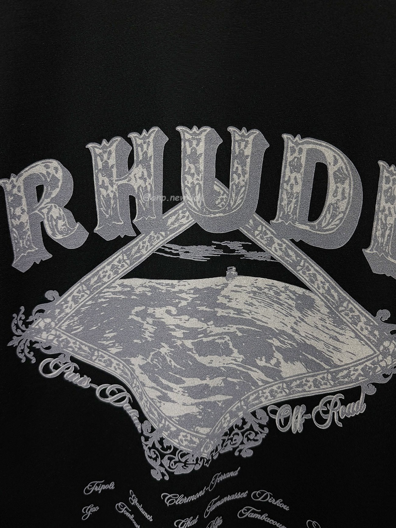 Rhude Dakar Convoy Logo Print Black T Shirt (6) - www.kitistry.com